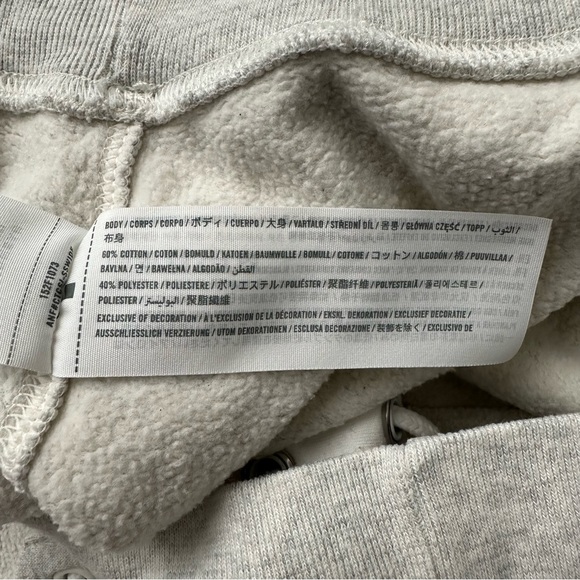 A&F Light Gray Soft Lace Up Front Cropped Long Sleeve Pullover Crew Sweatshirt - Picture 5 of 7